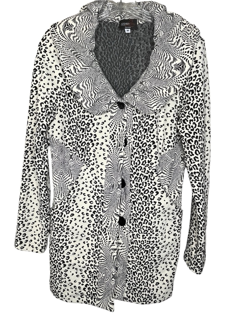 Andria Lieu Vintage Long Button Front Cardigan -Animal Print Sz M